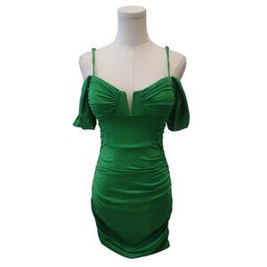 Apple Green Drape Sleeve Bodycon Dress